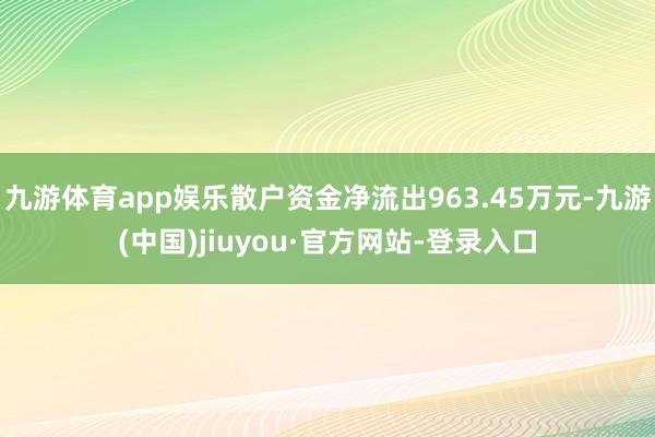 九游体育app娱乐散户资金净流出963.45万元-九游(中国)jiuyou·官方网站-登录入口