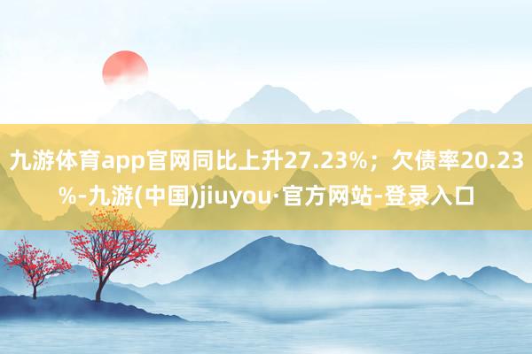 九游体育app官网同比上升27.23%；欠债率20.23%-九游(中国)jiuyou·官方网站-登录入口