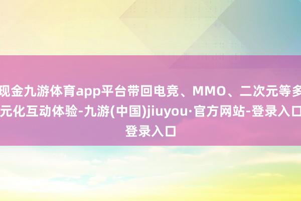 现金九游体育app平台带回电竞、MMO、二次元等多元化互动体验-九游(中国)jiuyou·官方网站-登录入口